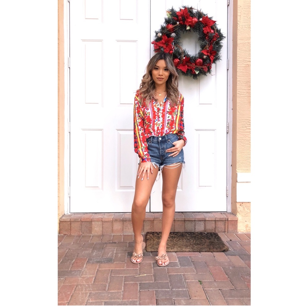 Floral button down shirt